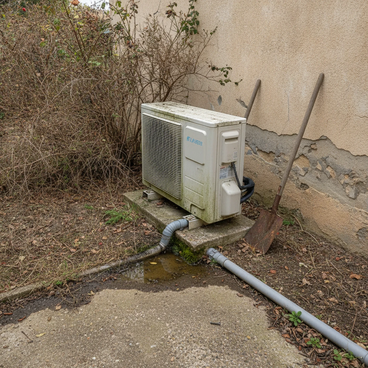 Avant dépannage, fuite de condensats sous unité intérieure à Caissargues